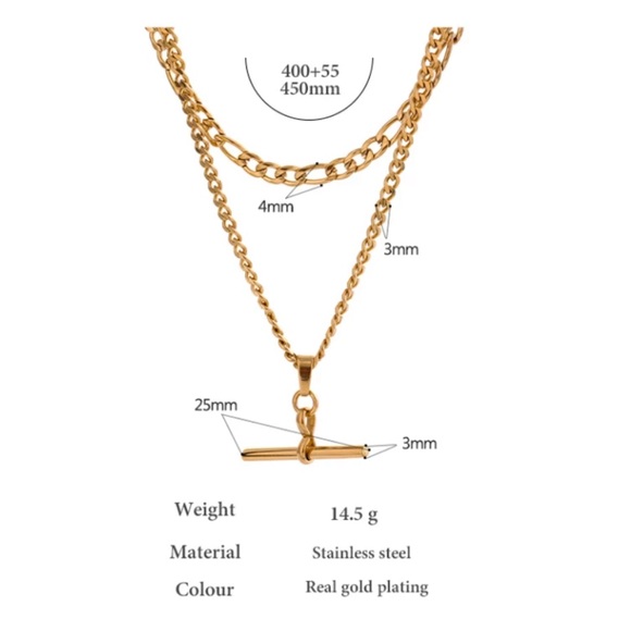 💛Gold plated double layered chain necklace - Picture 3 of 5